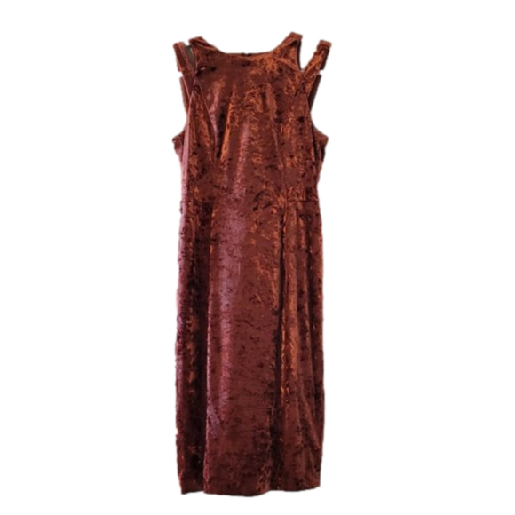 Maggy London Dresses & Skirts - Maggie London WOMENS Crushed Velvet Dark Brick Mid Length DRESS